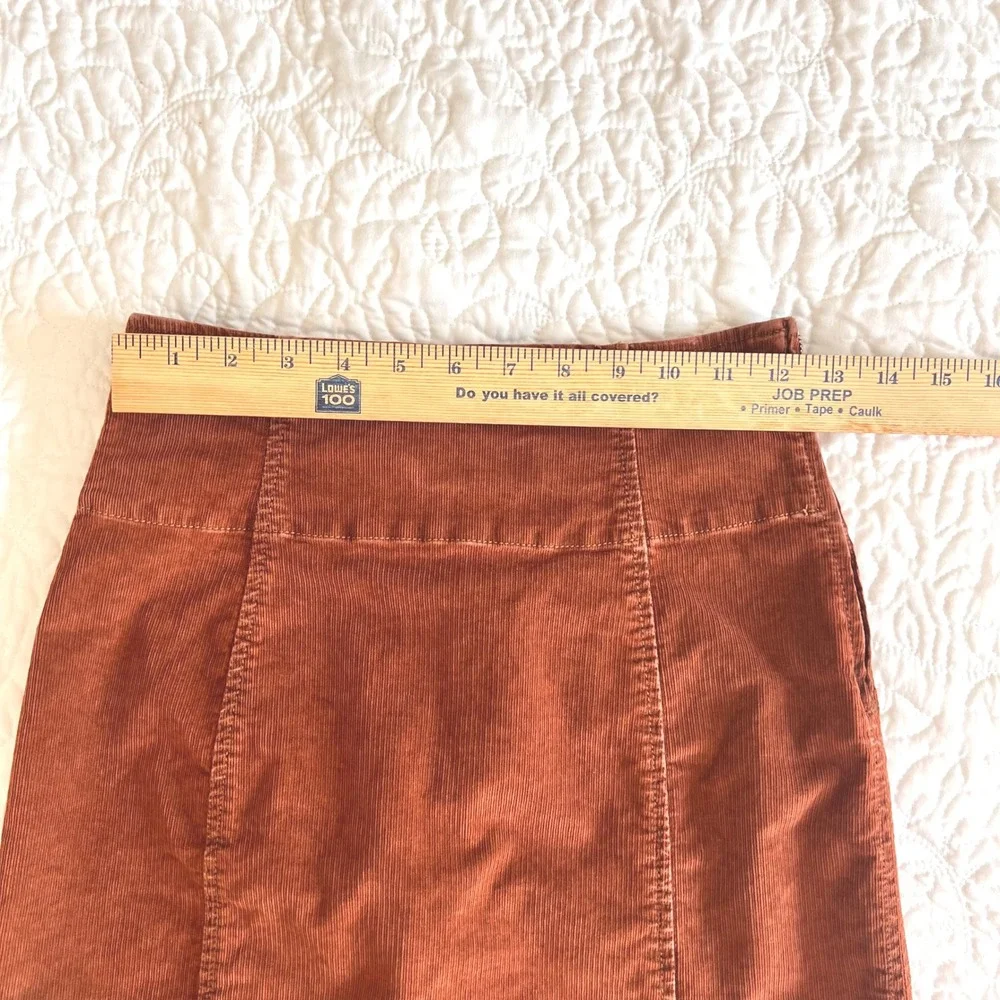 Free People Corduroy Mini Skirt Rust Burnt Orange High‎ Waisted Size 4 Boho Slit